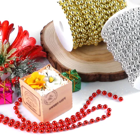 Plastic Imitation Pearl Bead Chain Roll For DIY Wedding Christmas Party Home Decoration Craft