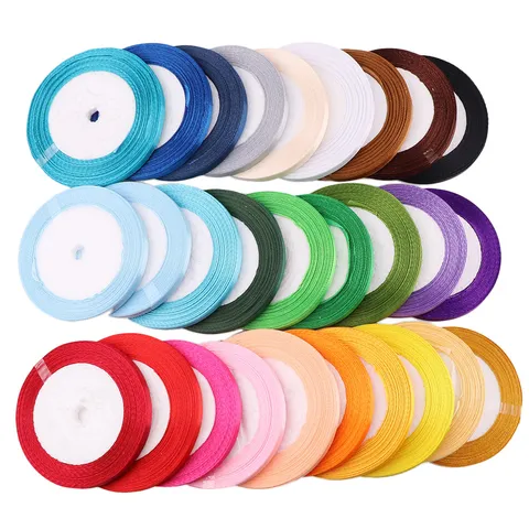 Polyester Fabric Satin Ribbon Roll Colorful Craft Ribbon For Gift Wrapping Wedding Party DIY Crafts Decoration