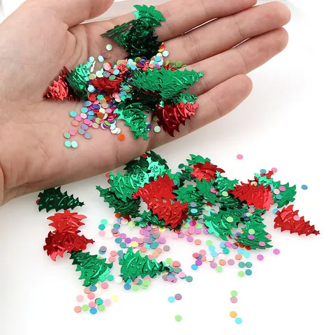 Christmas Tree Confetti Holly Berries Resin Sequins Holiday Party Table Scatter Decoration DIY Crafts Accessories