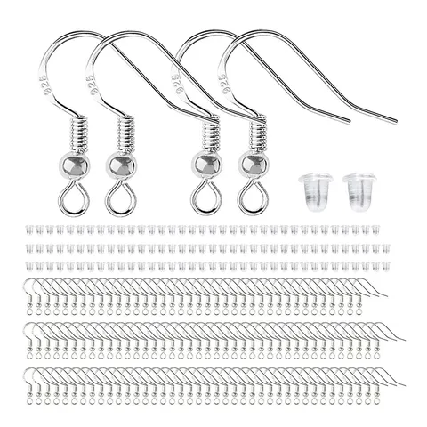 Ganci per Orecchini in Argento 925 Fatti a Mano DIY con Tappi per Orecchie Trasparenti Accessori per Creazione Gioielli