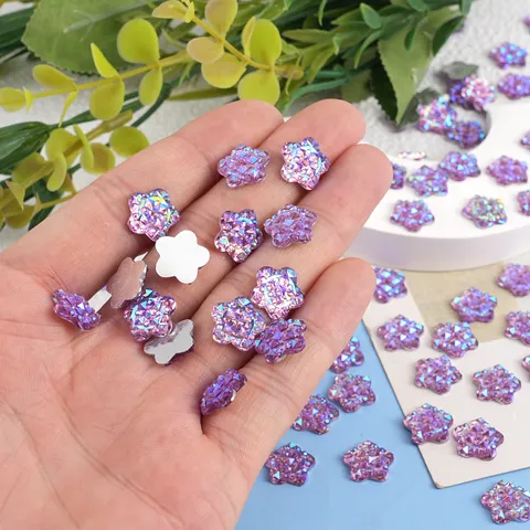 Colorful Resin Rhinestones Flatback Snowflake Shape DIY Craft Accessories Coated Jewelry Making Findings