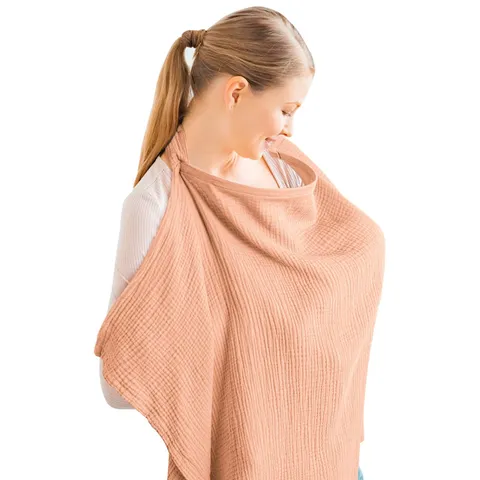 Cotton Nursing Cover For Breastfeeding Privacy Double Layer Muslin Breast Feeding Apron Outdoor Shawl Stroller Blanket For Women