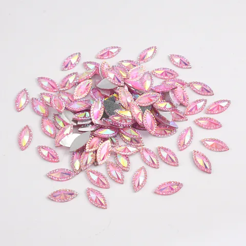 Colorful Resin Flatback Rhinestones Long Horse Eye Shape AB Color DIY Craft Crystals For Garment Decoration