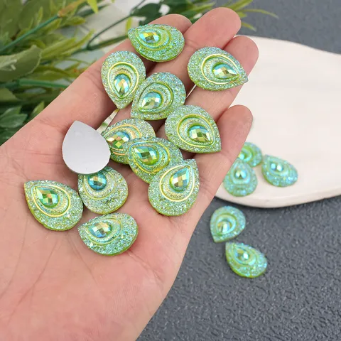 Teardrop Flatback Resin Rhinestone AB Color Craft Jewelry Accessories Decorative Gems Shiny Crystal Stones
