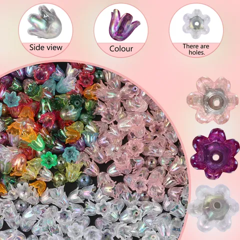 Acrylic Lily of the Valley Flower Beads AB Color Transparent Loose Bead Charms For DIY Handmade Jewelry Making Craft