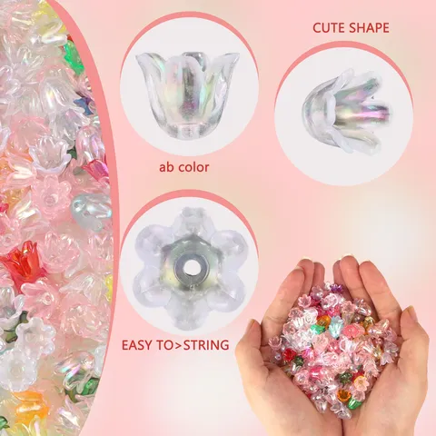 Acrylic Lily of the Valley Flower Beads AB Color Transparent Loose Bead Charms For DIY Handmade Jewelry Making Craft