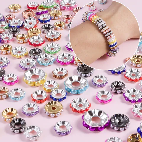 ABS Plastic Pearl Spacer Beads Round Wheel Ring DIY Bracelet Necklace Handmade Jewelry Making Accessories