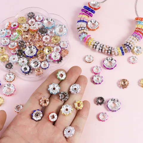 ABS Plastic Pearl Spacer Beads Round Wheel Ring DIY Bracelet Necklace Handmade Jewelry Making Accessories