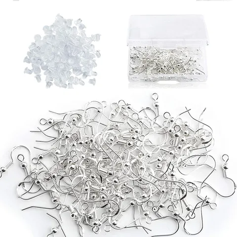 Ganci per Orecchini in Argento 925 Fatti a Mano DIY con Tappi per Orecchie Trasparenti Accessori per Creazione Gioielli