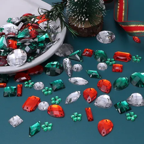 Christmas DIY Acrylic Rhinestones Mixed Color Shaped Flatback Crystals Craft Gems For Clothes Hat Sewing Jewelry Making