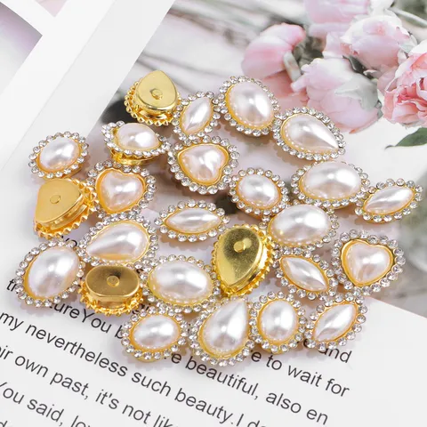 Rhinestone Artificial Pearl Sunflower Button DIY Garment Accessories Wedding Decoration