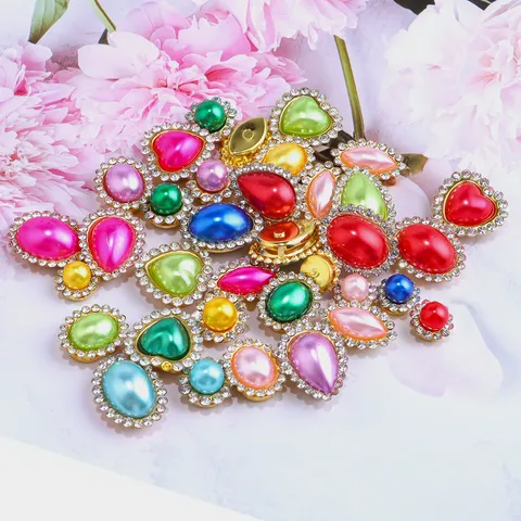 Rhinestone Artificial Pearl Sunflower Button DIY Garment Accessories Wedding Decoration