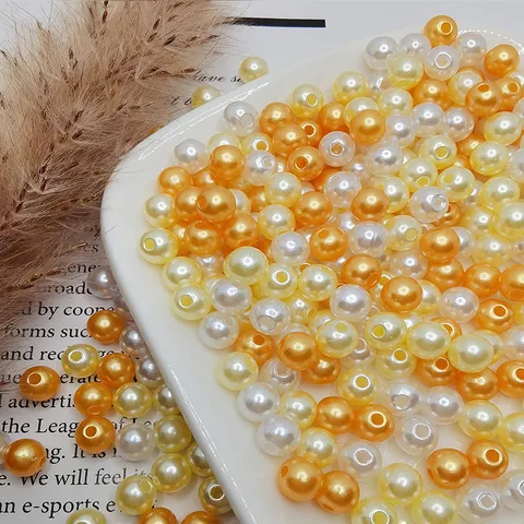 ABS High Gloss Imitation Pearl Beads Colorful Perforated Plastic Beads For DIY Jewelry Making Bag Accessories Craft Material