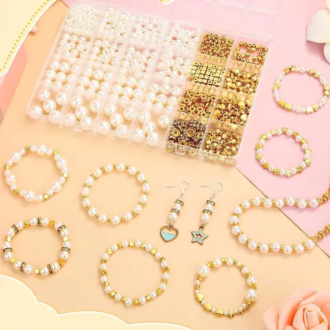 DIY Artificial Pearl CCB Beads Assortment Storage Container Star Crown Heart Square Spacers For Jewelry Making