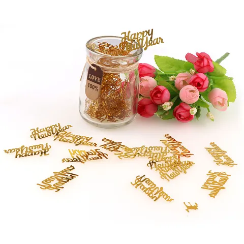Happy New Year Plastic Confetti Gold Sequin Table Scatter Party Decoration Supplies For Christmas Celebration