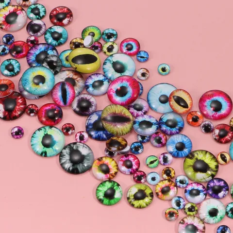 Glass Doll Eyes Cabochons Round Pupil Mixed Color DIY Craft Materials For Handmade Plush Toys Animal Eyes Accessories