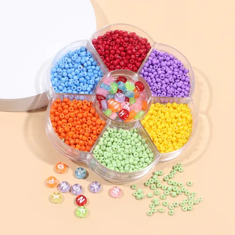 DIY Glas Rocailles Und Acryl Buchstaben Perlen Set Pflaumenblüte Box Bunte Perlen Materialien Für Schmuckherstellung Handwerk