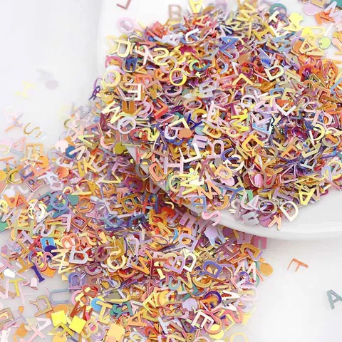 Bunte Englische Buchstaben Pailletten Harz Kunststoff Gemischter Slime Füllstoff Für DIY Handwerk Zubehör Nagelkunst Dekoration