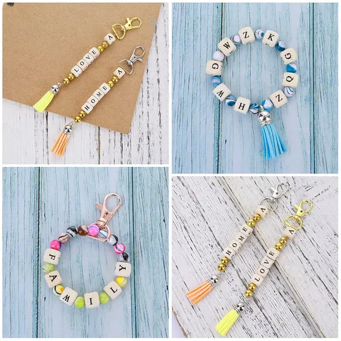 Natural Wood Alphabet Square Beads DIY Letter Dice Beads For Bracelets Jewelry Making Kids Crafts Supplies