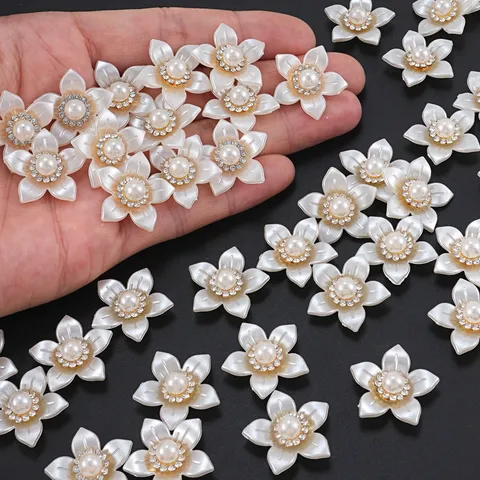 Decorative ABS Pearl Flower Rhinestone DIY Craft Accessories For Bridal Fan Hat Bag And Garment Embellishment