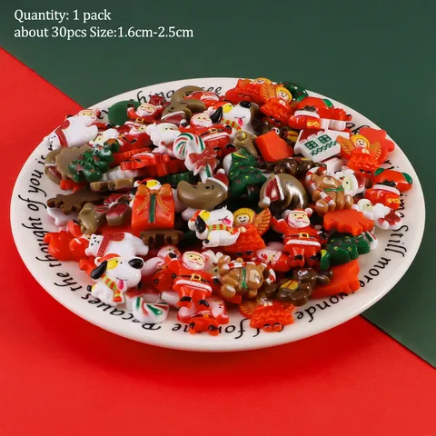 Christmas Miniature Resin Accessories Mixed Styles Dollhouse Simulation Flatback Charms Tree Santa Decor