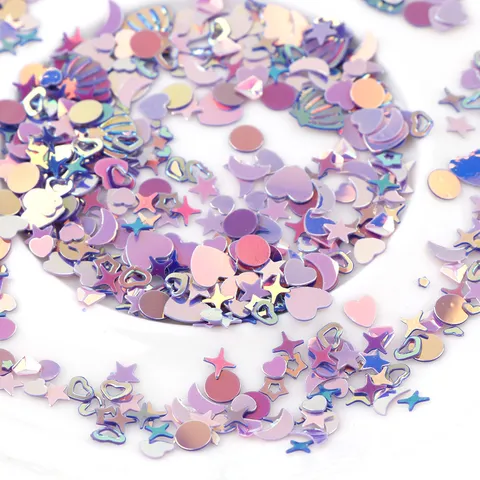 Holographic Nail Art Sequins Mixed Heart Star Moon Glitter Flakes Resin Slime Filler DIY Craft Accessories