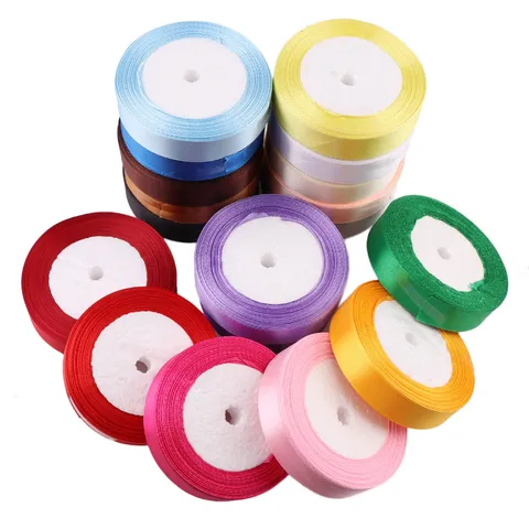 Polyester Satin Ribbon Colorful Fabric Ribbons For Gift Wrapping DIY Craft Wedding Party Decoration