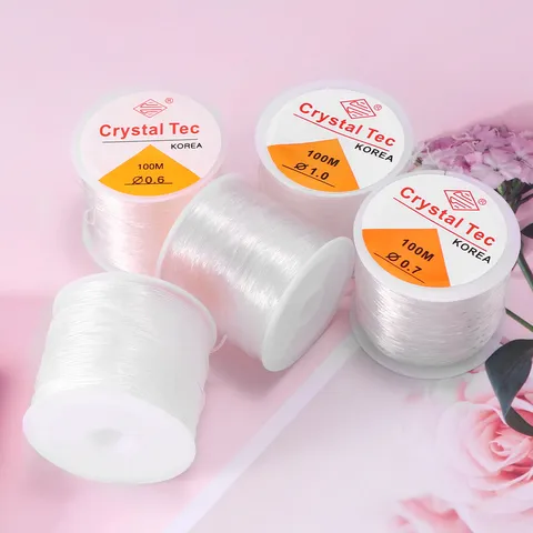 Carrete de Cordón Elástico de Cristal Transparente Hilo de Abalorios para Fabricación de Joyería DIY Pulsera Collar Accesorios