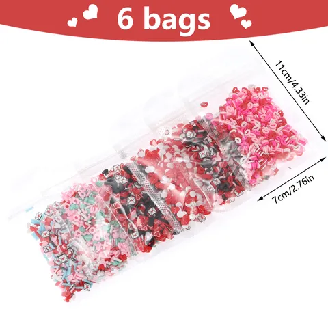 Valentine Polymer Clay Slices Mixed Heart Lips Letter Confetti DIY Nail Art Decals Wedding Party Craft Decorations
