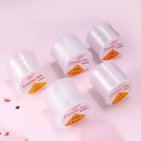 Carrete de Cordón Elástico de Cristal Transparente Hilo de Abalorios para Fabricación de Joyería DIY Pulsera Collar Accesorios
