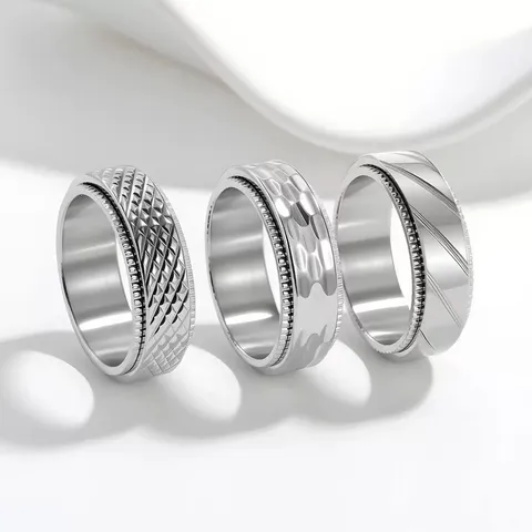 Minimalistικό Δαχτυλίδι Spinner από Ανοξείδωτο Χάλυβα για Άνδρες Γυναίκες Στυλ Punk Γεωμετρική Υφή Περιστρεφόμενο Δαχτυλίδι Μόδας