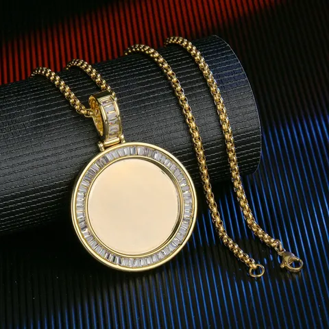 Moda Cobre Strass Redondo Foto Medallón Colgante Collar Con Cadena Torcida NK Perla Mujeres Joyería Regalo