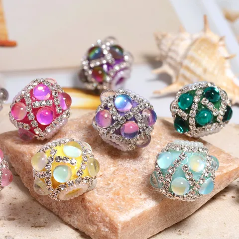 Perline in Acrilico con Strass Sirena Foro Passante Perline Scintillanti Trasparenti per Penna DIY Catena del Telefono Accessorio