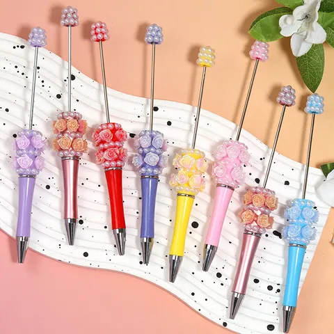 DIY Perlen Rose Perle Kugelschreiber Bonbonfarben Kreativer Geschenkstift Handgemachter Strass Dekorativer Kugelschreiber Für Schule Büro Schreibwaren Damen Geschenk