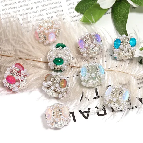Alliage Strass Perle Artificielle Incrusté Perles De Boule De Forage Pour Chaîne De Téléphone Porte-Clés Bijoux Bricolage Matériel Artisanal