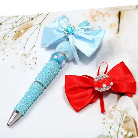 Nœud en Ruban de Satin Fait Main Breloque Perle Strass Cœur Pour Élastique Cheveux Porte Clés Voiture Bricolage Fournitures Bijoux