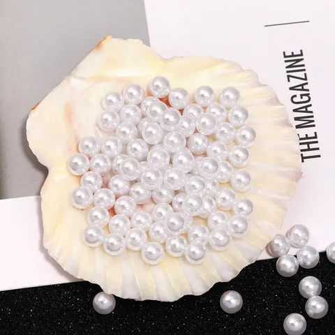 DIY ABS Στρογγυλές Χύμα Χάντρες για Κατασκευή Κοσμημάτων Διακόσμηση Ρούχων Κομψές Τεχνητές Χάντρες Μαργαριταριών Υψηλής Γυαλάδας Χωρίς Τρύπα