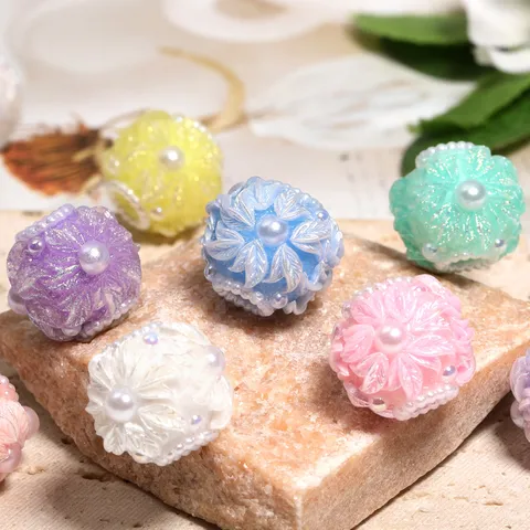 Perline a Forma di Petalo di Fiore in Acrilico Perle Artificiali Sfuse Distanziatrici per Gioielli Fai da Te Penne Decorabili Catene per Telefono
