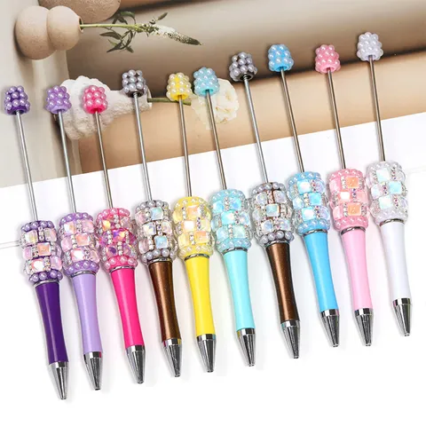 Kreativer DIY Perlen Kugelschreiber Drehbarer Kunststoff Schreibstift Mit Strass Und Künstlicher Perle Dekorative Büro Schreibwaren Geschenk