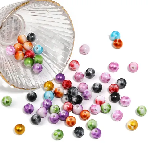Acrylic Gradient Polka Dot Round Beads For DIY Jewelry Making Bracelet Necklace Accessories Colorful Loose Beads Bulk