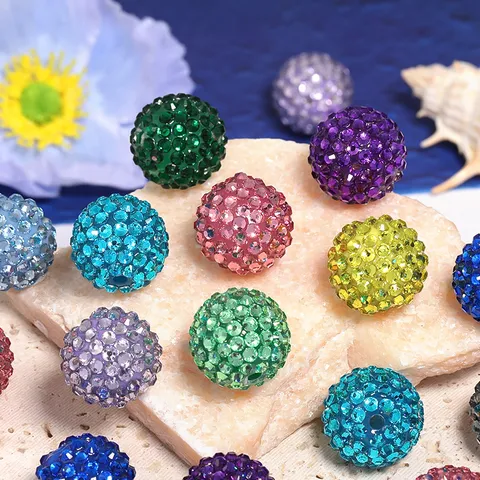 Scintillanti Perline Sciolte in Acrilico Con Strass per Creazione Gioielli Fai da Te Accessori per Catene Telefoniche e Penne Perline Distanziatrici Sferiche Rotonde Multicolore