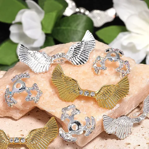 Alloy Rhinestone Perla Gorras Ángel Alas Charms Para DIY Joyería Hacer Artesanías Luz Lujo Estrella