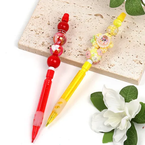 Kreativ Kunststoff Glitzer Druckbleistift Mit Metall Perlenstab Für Kinder DIY Perlen Schreibwaren Schule Schreibwerkzeug