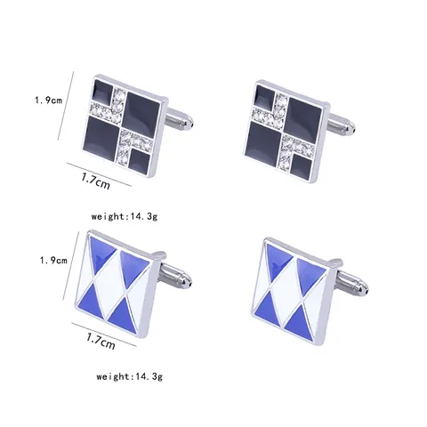 Boutons de Manchette Homme Affaires Alliage Élégant Français Géométrique Créatif Carré Strass Accessoires Bijoux Décoratifs Haut de Gamme