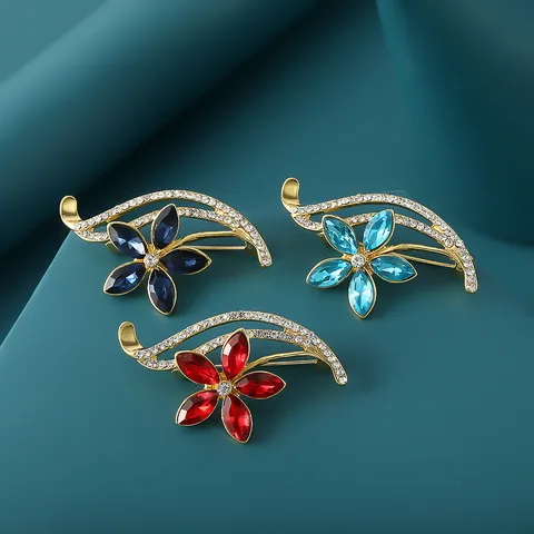 Spilla Bouquet di Camelia in Lega di Strass Elegante da Donna Moda Fiore Scintillante Spilla per Abito Accessori per Vestiti Gioielli Regalo