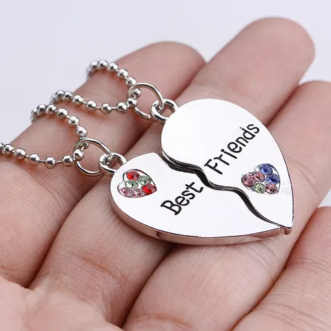 Κράμα Στρας Best Friends Μενταγιόν Κολιέ Ραφή Καρδιάς Παζλ Κομμάτι Φιλία Αλυσίδα Κοσμήματα Για Γυναίκες Κορίτσια