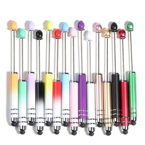 DIY Perlen Touchscreen Stylus Stift Verlaufsfarbe Multifunktionaler Doppelnutzung Metall Kugelschreiber Schule Bürobedarf