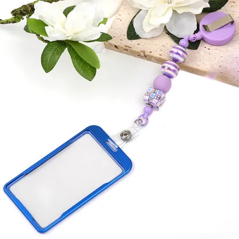 Enrouleur de Badge Rétractable Multi Couleur Extensible Porte Badge ID Avec Corde en Perles Clip Acier Pour Infirmière Bureau