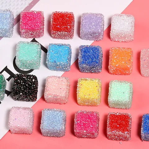 Bonbonfarbe Quadratisch Strass Lose Perlen Handgefertigt Zuckerwürfel Strass Spacer Perlen Für DIY Schmuck Handwerk Herstellung Zubehör Großhandel
