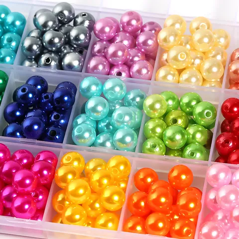 Sweet Multicolor Round Plastic Artificial Pearl Loose Beads Pearlescent Coating Straight Hole Round Ball Beads For DIY Jewelry Craft Making Accessories Supplies